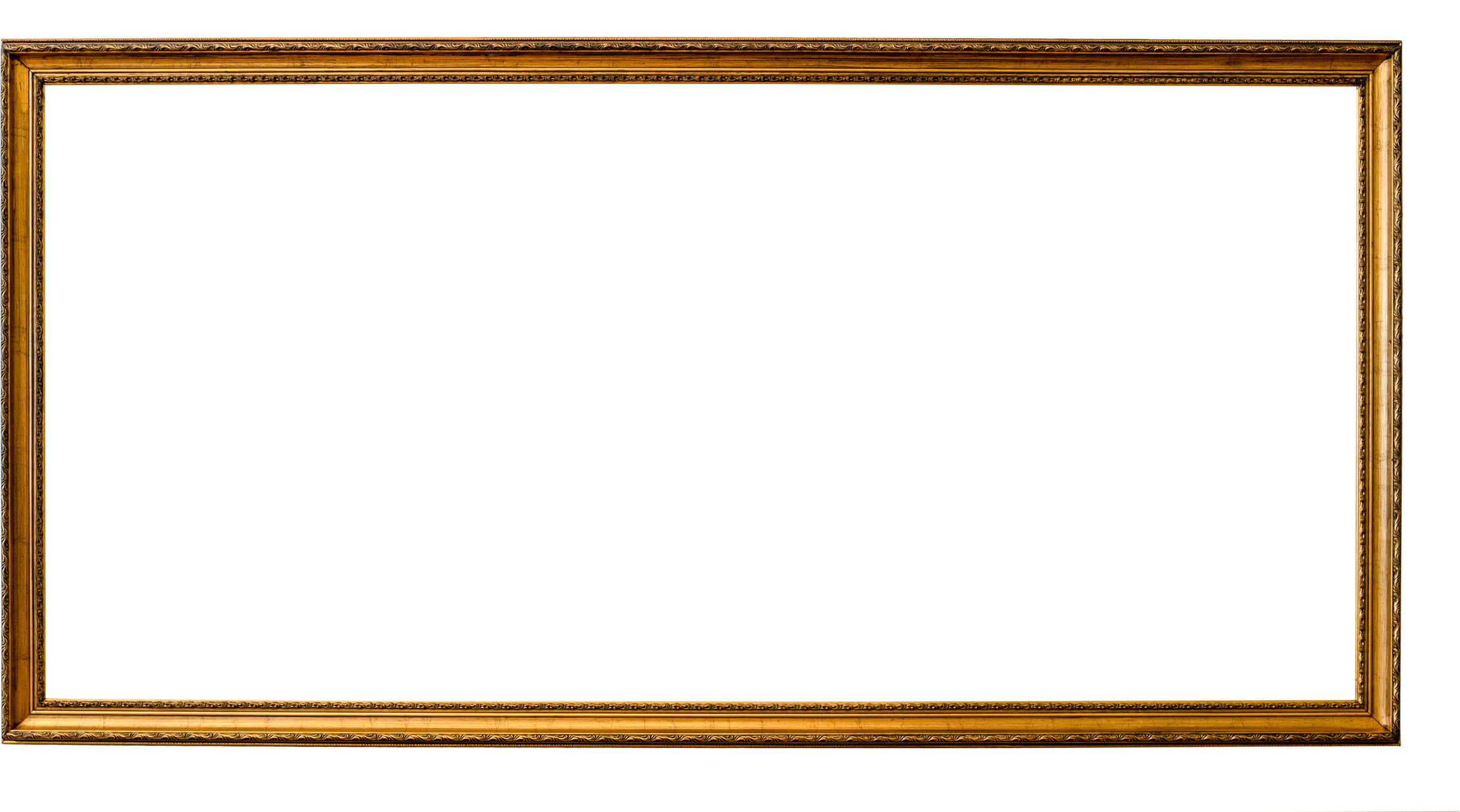 blank long narrow old golden picture frame cutout